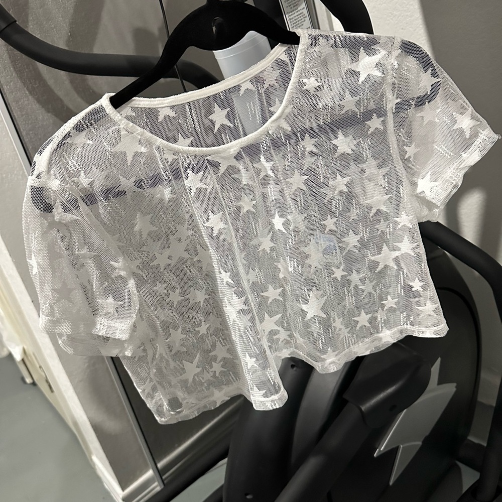 SHEIN White Sheer Star Blouse